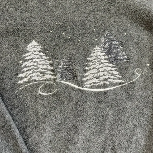 San Michelle Bay Gray Winter Fleece Snow Trees Size Medium - Picture 3 of 6